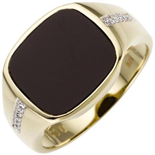 Herren Ring 585 Gold Gelbgold 12 Diamanten 1 Onyx (Gr��e: 64)