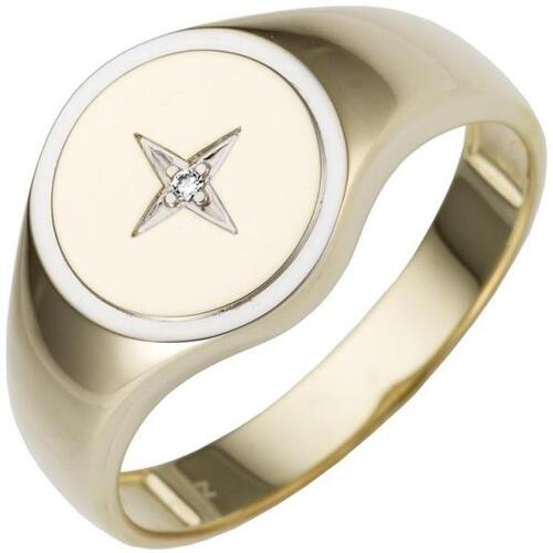 Herren Ring 585 Gold Gelbgold Diamant Herrenring (Gr��e: 70)