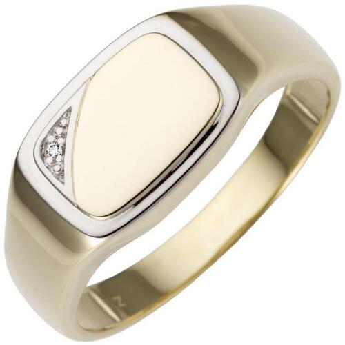 Herren Ring 585 Gold Gelbgold bicolor Diamant Brillant (Gr��e: 62)