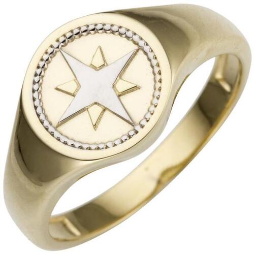Damen Ring 585 Gold Gelbgold bicolor Goldring (Gr��e: 52)