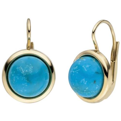 Ohrh�nger rund 333 Gold Gelbgold 2 T�rkise t�rkis