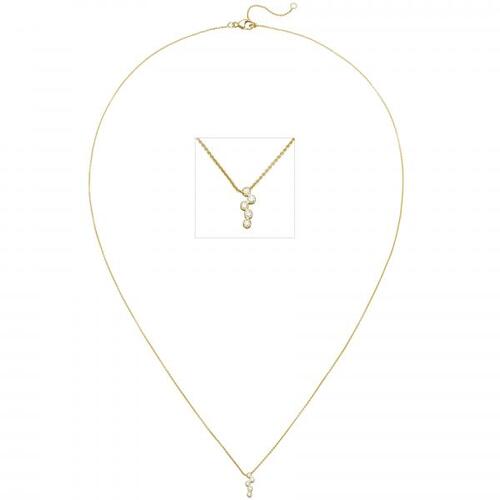 Collier mit Anh�nger 750 Gelbgold 5 Diamanten Brillanten 45 cm
