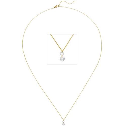 Collier 750 Gold Gelbgold 2 Diamanten Brillanten 45 cm
