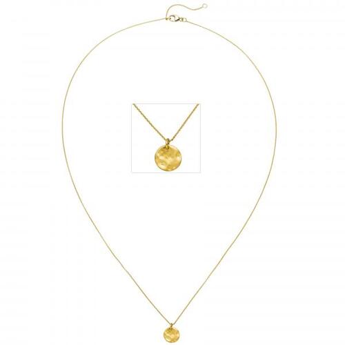 Collier mit Anh�nger 750 Gold Gelbgold matt 45 cm