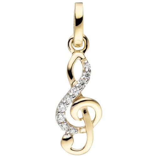 Anh�nger Notenschl�ssel 333 Gold Gelbgold 9 Zirkonia
