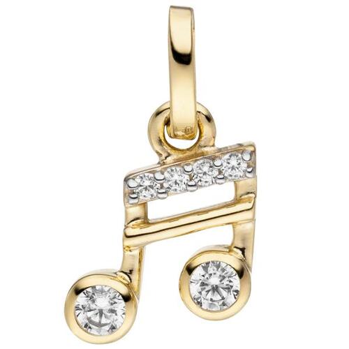 Anh�nger Musik-Note 333 Gold Gelbgold  6 Zirkonia