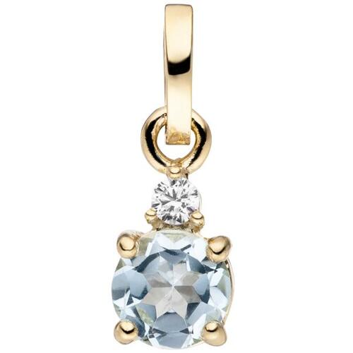 Anh�nger 333 Gold Gelbgold 1 Zirkonia 1 Blautopas hellblau blau