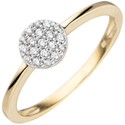 Damen Ring 333 Gelbgold 9 Zirkonia, 6,5 mm breit (Gr��e: 54)