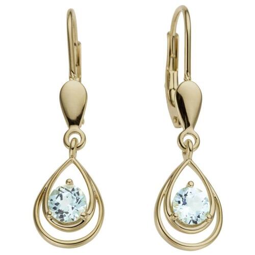 Ohrh�nger Tropfen 585 Gold Gelbgold 2 Blautopase hellblau blau