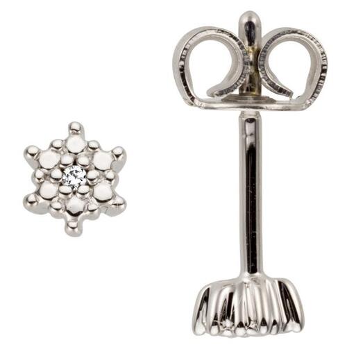 Ohrstecker 585 Gold Wei�gold 2 Diamanten Brillanten