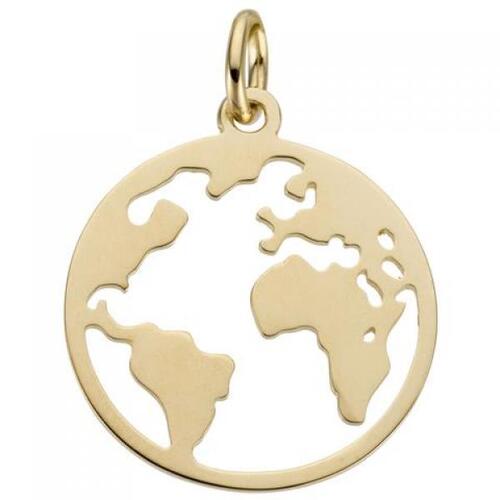 Anh�nger Weltkarte 585 Gold Gelbgold