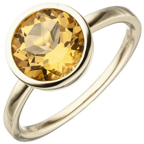 Damen Ring 585 Gold Gelbgold 1 Citrin orange (Gr��e: 50)
