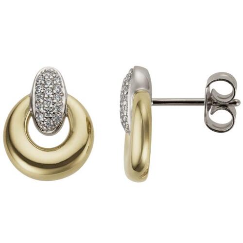 Ohrstecker 585 Gold Gelbgold Wei�gold bicolor 32 Diamanten Brillanten