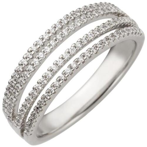 Damen Ring 585 Gold Wei�gold 108 Diamanten 0,43ct. (Gr��e: 54)