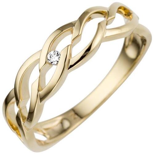 Damen Ring 585 Gold Gelbgold 1 Diamant Brillant 0,02ct. (Gr��e: 56)