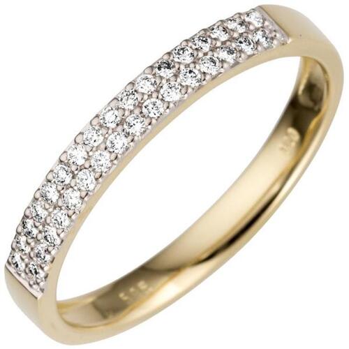 Damen Ring 585 Gold Gelbgold, 33 Diamanten Goldring (Gr��e: 60)