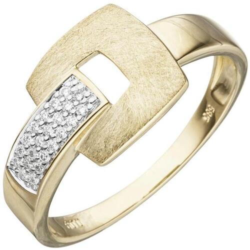 Damen Ring 585 Gold Gelbgold eismatt 22 Diamanten (Gr��e: 52)