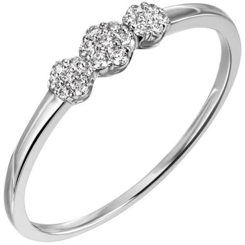 Damen Ring 585 Gold Wei�gold, 21 Diamanten Goldring (Gr��e: 52)