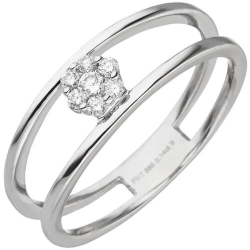 Damen Ring 585 Gold Wei�gold 7 Diamanten Goldring (Gr��e: 58)