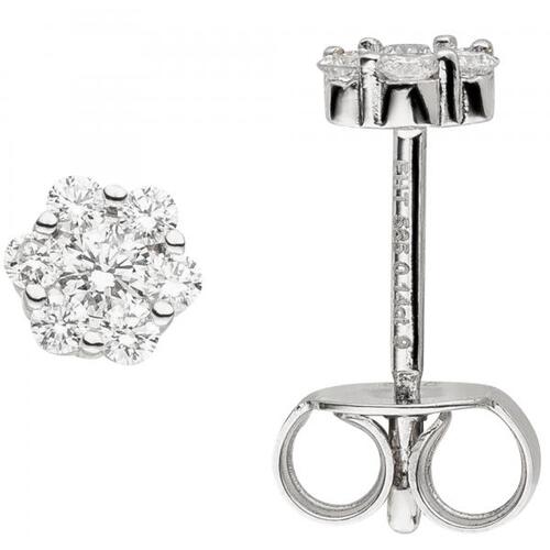 Ohrstecker 585 Gold Wei�gold 14 Diamanten Brillanten Ohrringe