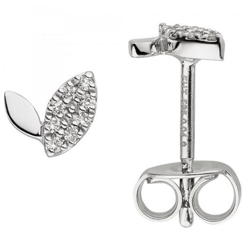 Ohrstecker 585 Gold Wei�gold 16 Diamanten Brillanten Ohrringe