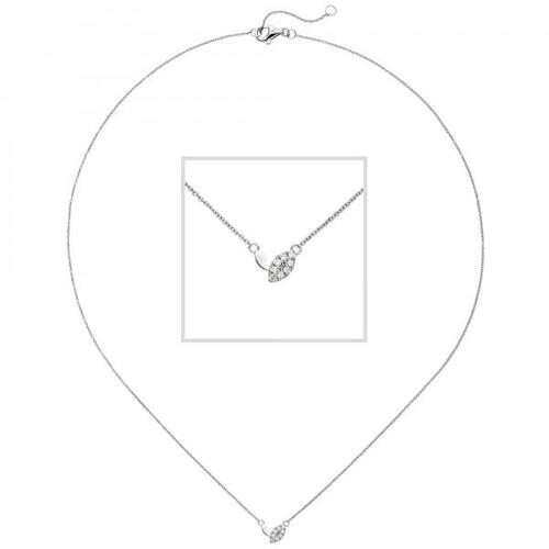 Collier mit Anh�nger 585 Wei�gold 8 Diamanten Brillanten 45 cm