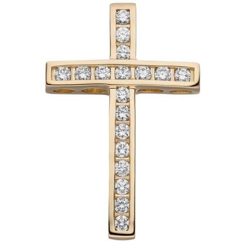 Anh�nger Kreuz 585 Gold Gelbgold 18 Diamanten Brillanten Kreuzanh�nger