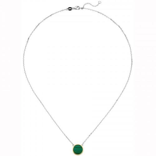 Collier 925 Sterling Silber bicolor vergoldet mit Malachit 45 cm