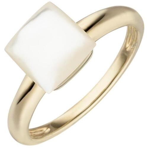 Damen Ring Perlmutt 925 Silber Gold 1 Perlmutt-Einlage (Gr��e: 54)