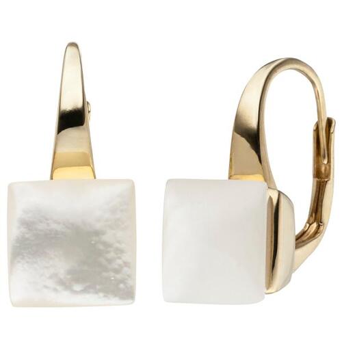 Ohrh�nger 925 Silber gold vergoldet 2 Perlmutt-Einlagen