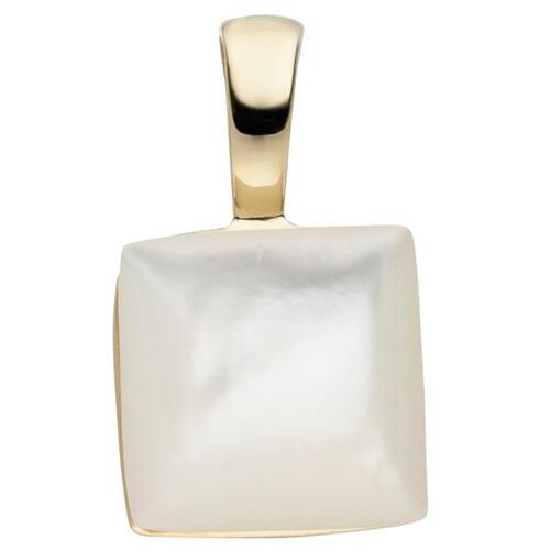 Anh�nger 925 Silber gold vergoldet 1 Perlmutt-Einlage eckig