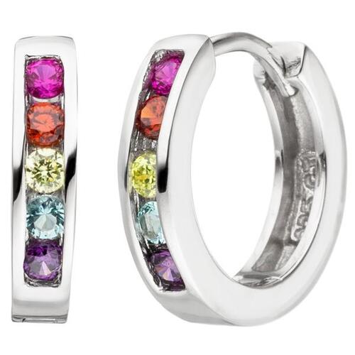 Creolen 925 Sterling Silber 10 Zirkonia bunt  Ohrringe
