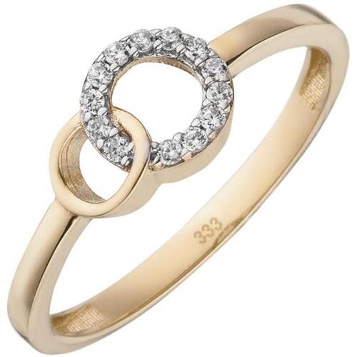Damen Ring 333 Gelbgold drei Zirkonia Goldring (Gr��e: 60)