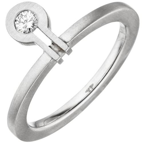 Damen Ring 950 Platin matt 1 Diamant Brillant 0,07ct. (Gr��e: 56)
