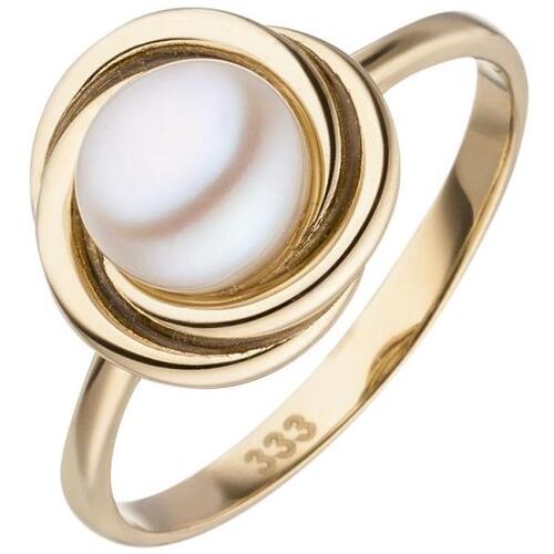 Damen Ring 333 Gelbgold 1 Perle, Perlenring (Gr��e: 52)