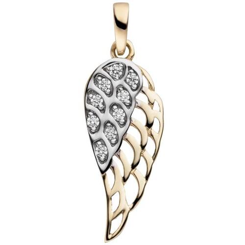 Anh�nger Fl�gel 333 Gold Gelbgold bicolor 9 Zirkonia