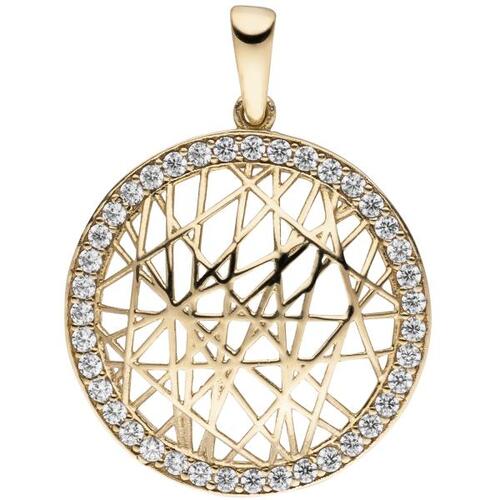 Anh�nger rund 333 Gold Gelbgold 39 Zirkonia