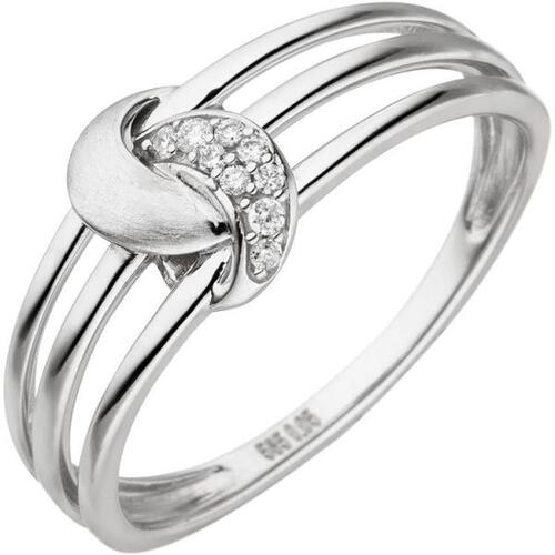 Damen Ring 585 Gold Wei�gold mit 9 Diamanten Goldring (Gr��e: 56)