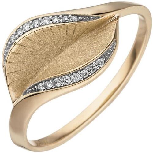 Damen Ring 585 Gold Gelbgold matt 16 Diamanten (Gr��e: 52)