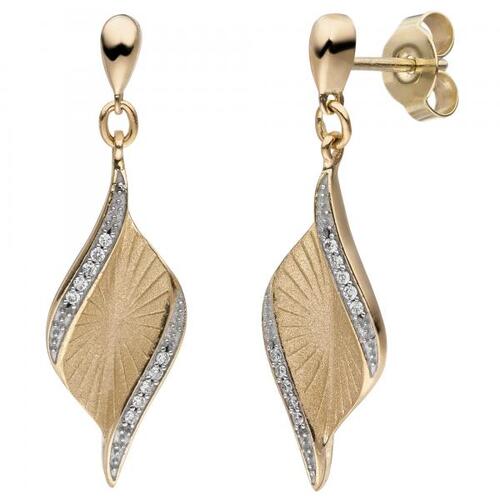 Ohrh�nger 585 Gold Gelbgold matt 20 Diamanten Brillanten