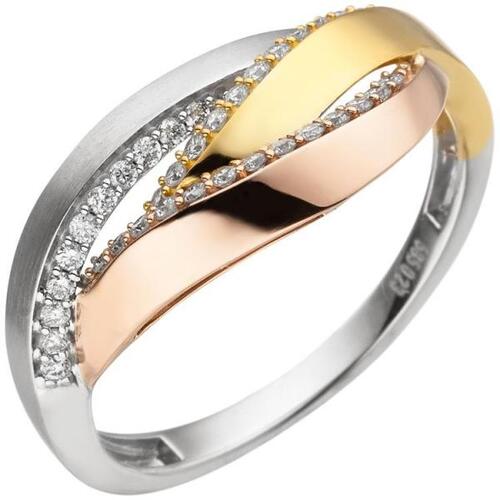 Damen Ring 585 Wei�gold Rotgold Tricolor 36 Diamanten (Gr��e: 52)
