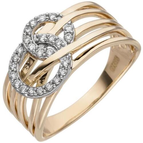 Damen Ring breit 585 Gold Gelbgold 25 Diamanten (Gr��e: 58)