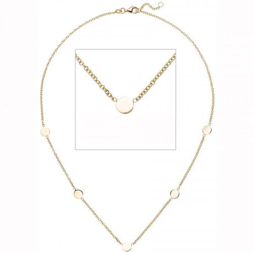 Collier Halskette mit Pl�ttchen 375 Gold Gelbgold 43 cm Kette