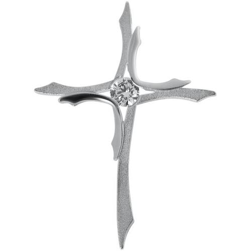 Anhnger Kreuz 925 Silber teil-matt 1 Zirkonia Kreuzanhnger