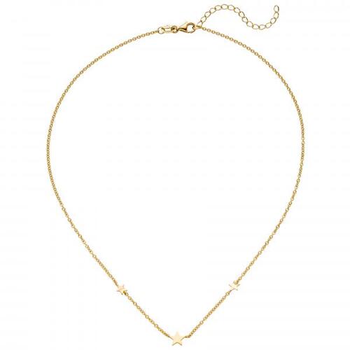 Collier Halskette mit Anh�ngern Sterne 925 Silber gold vergoldet 43 cm