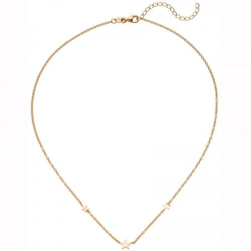 Collier Halskette mit Anh�ngern Sterne 925 Silber rotgold vergoldet 43 cm