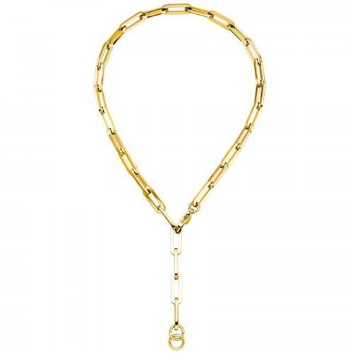 Y-Collier Halskette Edelstahl gelbgoldfarben beschichtet 55 cm