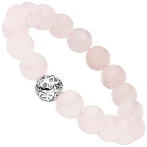 Armband mit Rosenquarz und 925 Silber endlos elastisch