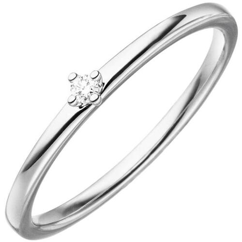 Damen Ring 585 Gold Wei�gold 1 Diamant Brillant (Gr��e: 54)