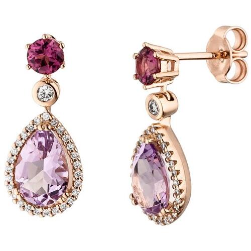 Ohrh�nger 585 Rotgold 2 Amethyste 2 Rhodolithe 56 Diamanten Brillanten
